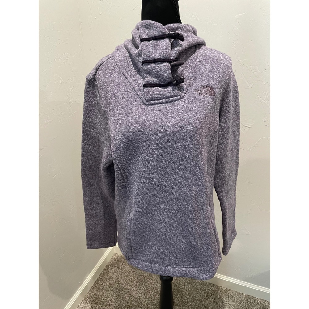 The North Face Crescent Hooded Pullover Purple Heather Sweater Fleece Toggle M